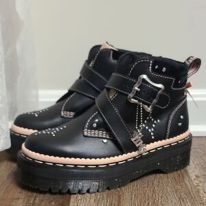 Dr. Martens Caitie Buckle Platform Boots With Jewerly Details